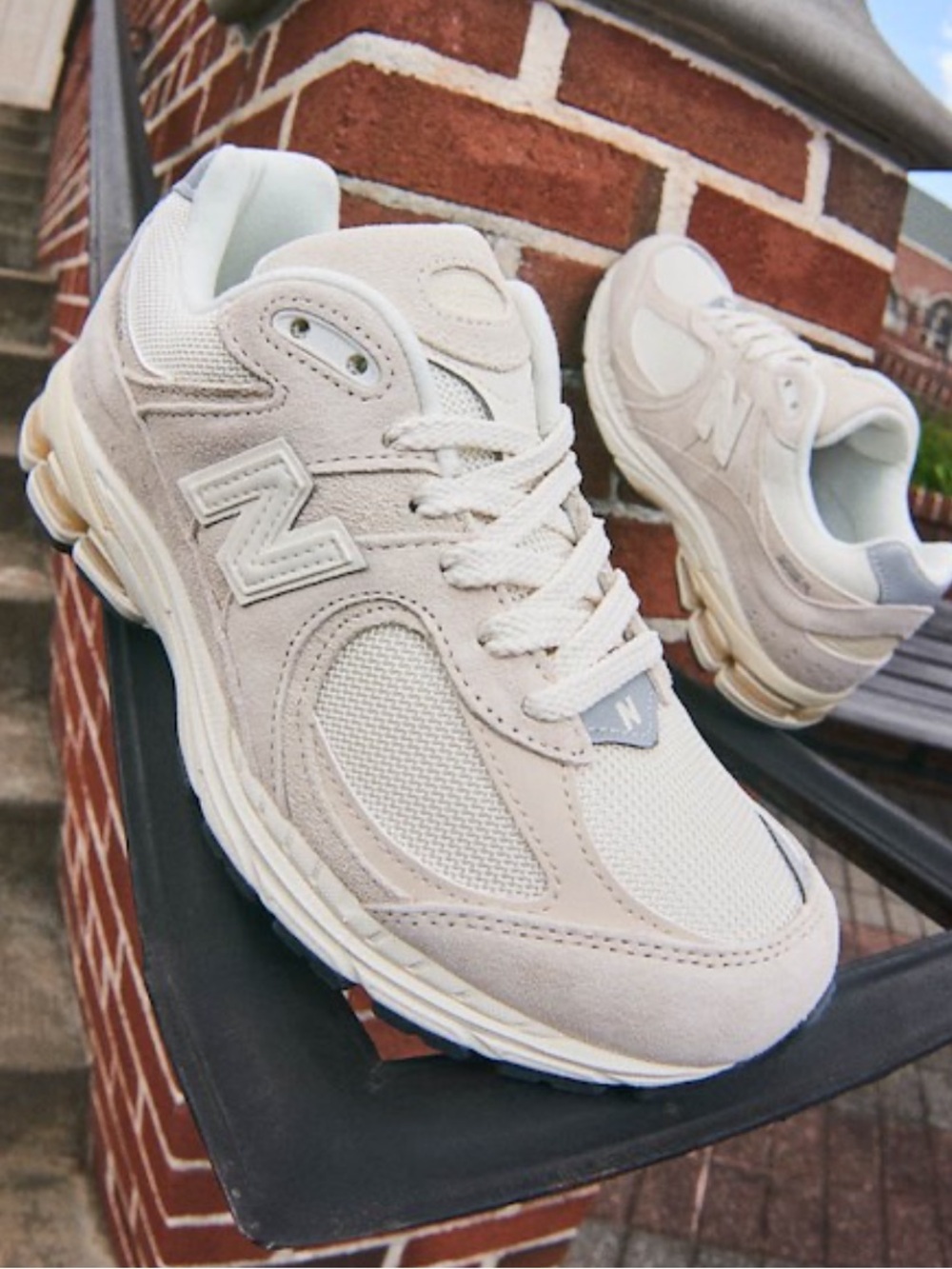 New Balance 2002R Cream and Light Gray Retro Runner